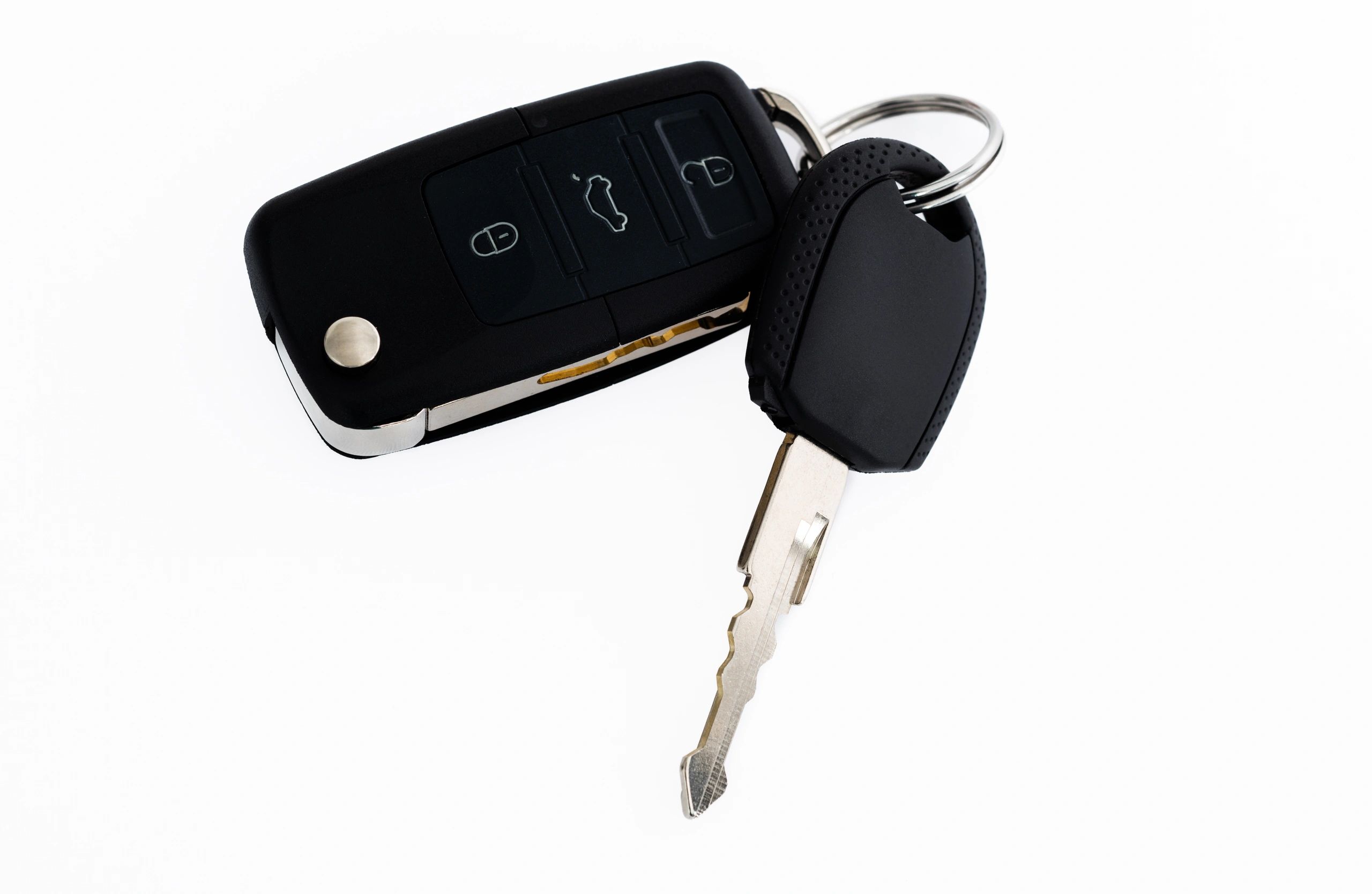 Car key with remote control on a white background