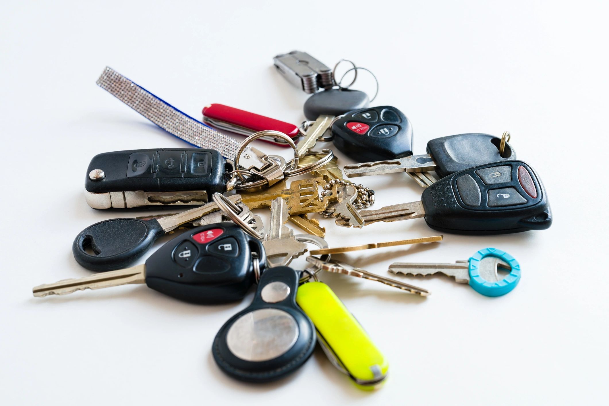Set of car keys and key fobs representing vehicle purchase planning